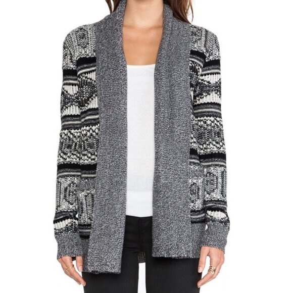 Revolve BB Dakota‎ Grey Knit Open Front Cardigan Size XS Sweater Boho Fair Isle - Picture 11 of 11
